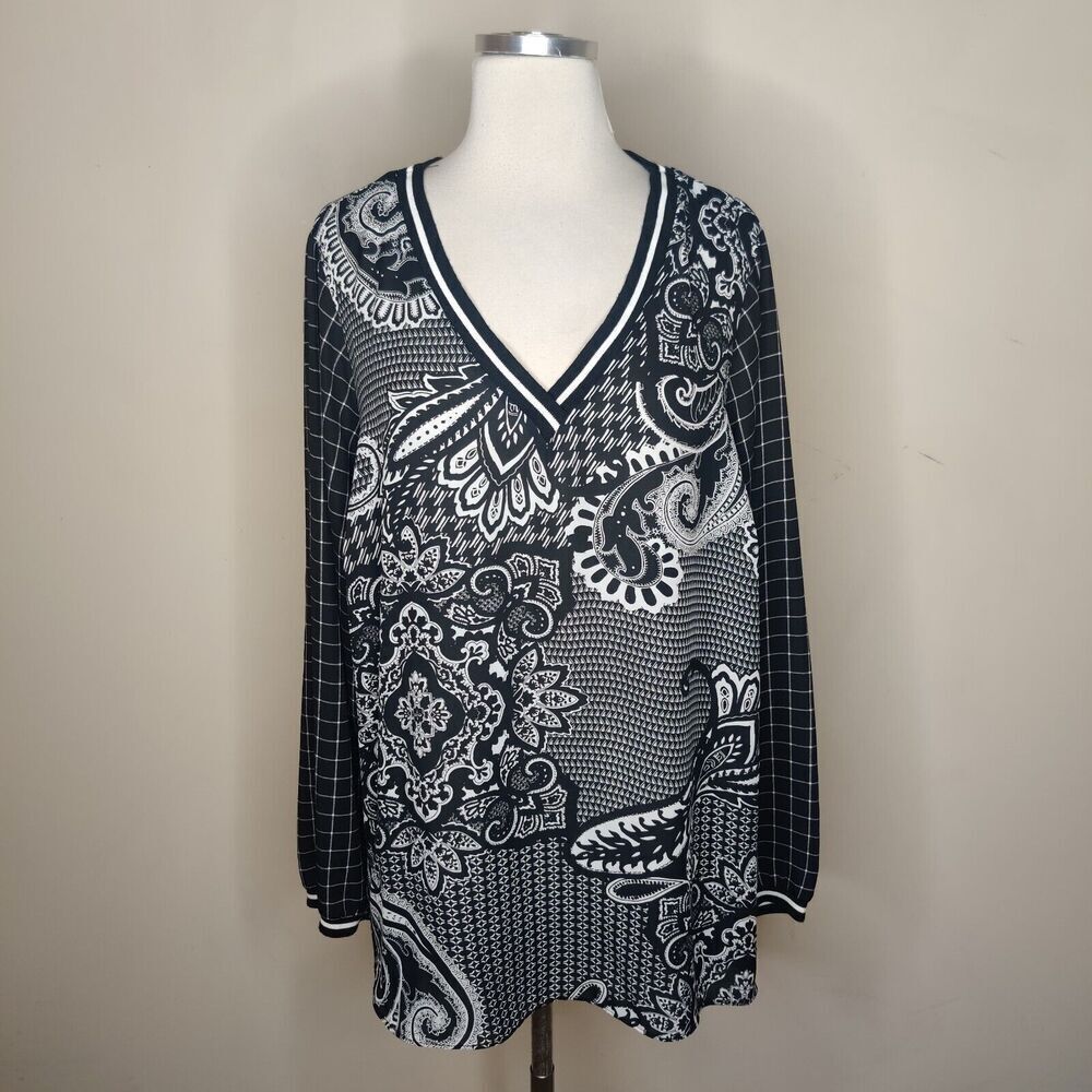 Chenault Black Graphic Tunic Blouse